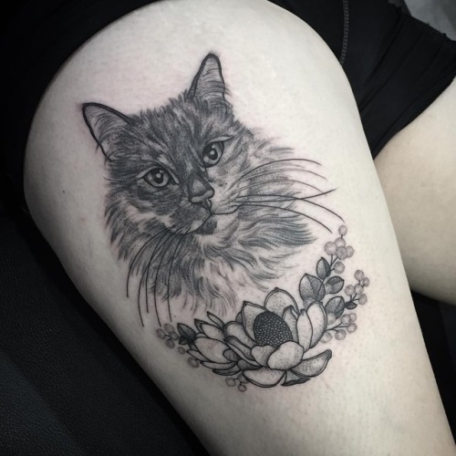 Marleigh the tortie kitty for Kasia, who sat amazingly for her first tattoo ❤️ @flttattoostudio - #c