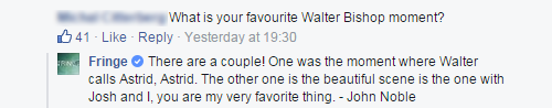 Highlights from John Noble’s Facebook Q&A