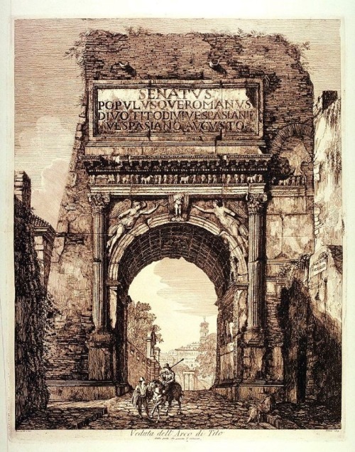 hadrian6: View of the Arch of Titus. 1819.  Luigi Rossini. Italian 1790-1857. etching. h