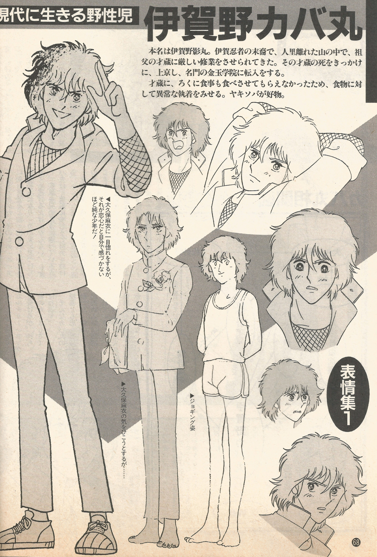 Igano Kabamaru model sheet by Akio Hosoya, scanned from Animedia, Decemeber 1983 issue. I’ve never seen these before, so I was really eager to share them! Hosoya doesn’t do Yu Azuki’s art justice, but his style is still very cute. Kabamaru just looks...