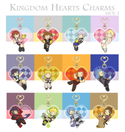dearprotagonist:    My Kingdom Hearts charms are now available for purchase here in my shop! They’re double-sided and will also be at Wondercon table D56! May your heart be your guiding key!