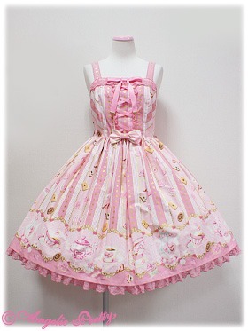 lolitastuff:Angelic Pretty- Wonder Party Shirring JSK LOOK AT THE LITTLE SPOON AND FORK GUISE AHHHHH