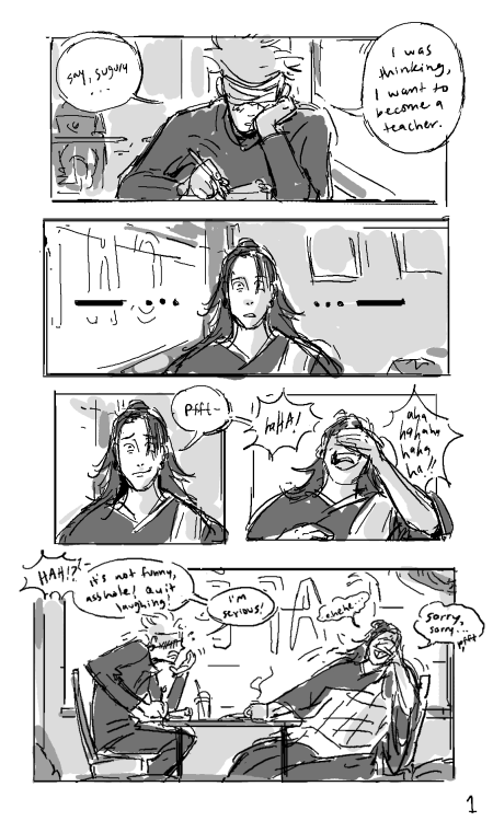 ectology:little comic of an au where gojo and geto still meet regularly after their breakup. all the