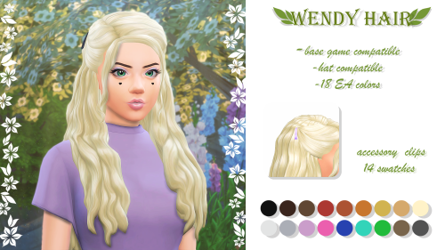 o0o0oo00o0o0o0ooo0o00o0o0:WENDY HAIR-base game compatible-hat compatible-18 EA colorsDownload: patre