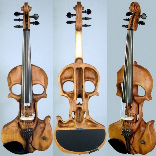 talia-adamowicz:  dontbeanassbutt:  moshita:  Skull Violin Stratton Violin  *devil went down to georgia playing in the distance*  I bet that was a haunting refrain. 