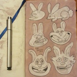 Turning blobs into bunnies, woot! #mattbernson #instaartist #instadrawing #instaart #art #drawing #ink #faces #copic #artistsoninstagram #artistsontumblr