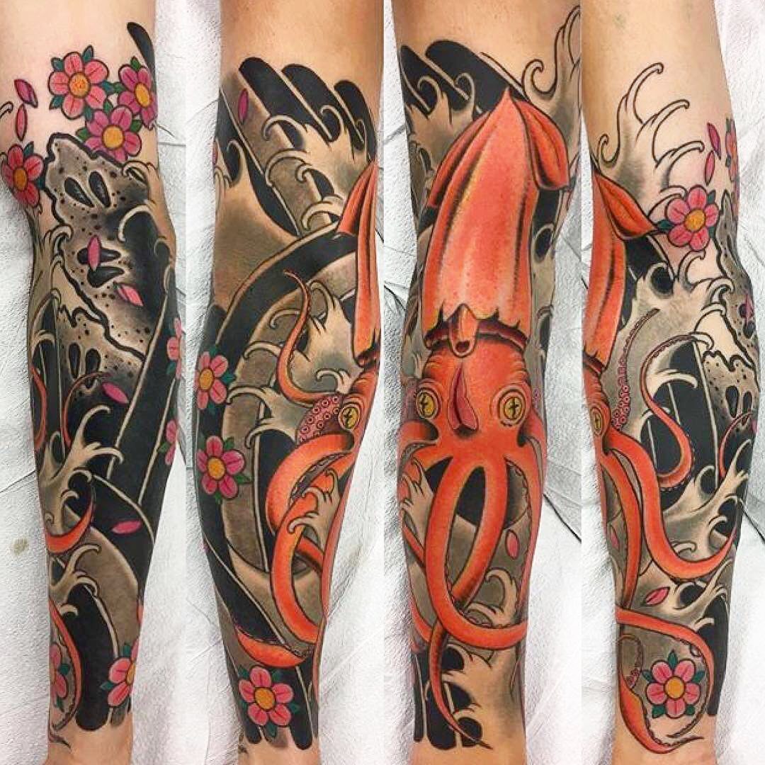 Rising Dragon Tattoos NYC — Japanese squid tattoo by Nino @nbrownart ...
 Perfect Japanese Tattoos