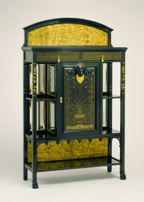 Herter Brothers, Cabinet, between 1875 and 1880Ebonized cherry with gilt and painted decoration and 