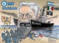 socialist-tomfoolery:  collapsedsquid: Ben Garrison: Got to portray the immigrants as some sort of terrifying pure evil *think *think* *think* hey, what about the Allied troops landing in Normandy? ben garrison showing what side he was on in WWII 