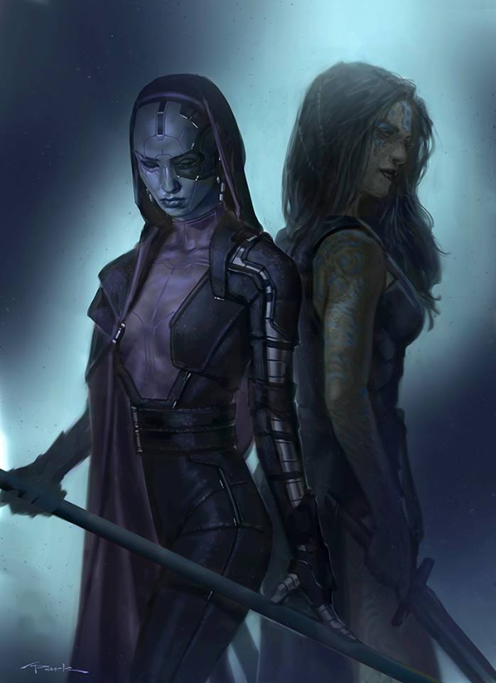 xombiedirge:  GotG: Concept Art - Nebula &amp; Gamora by Andy Park / Twitter