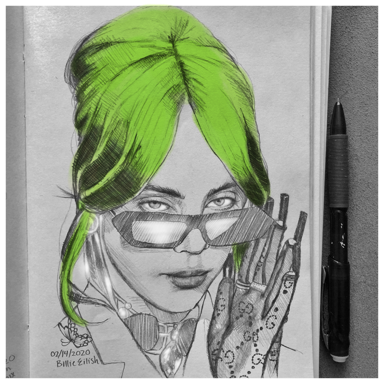 Billie Eilishs face  colorful drawing  by KellDesenhos on DeviantArt