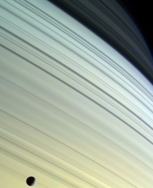 Saturn and Mimas (2004 and 2005) Image credit: NASA/JPL-Caltech/SSI/Kevin M. Gill