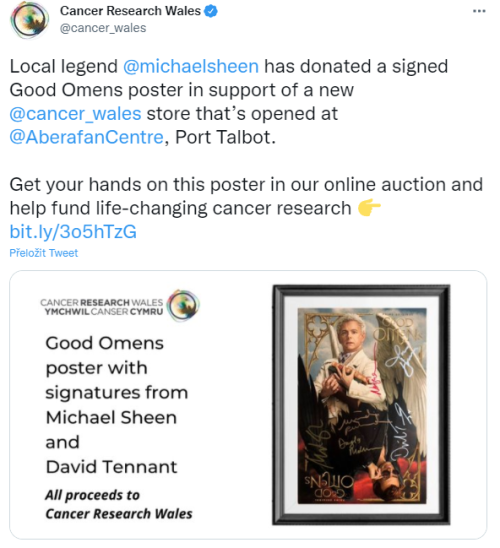 fuckyeahgoodomens: Michael donated the signed GO poster for an auction for Cancer Research Wales. :)