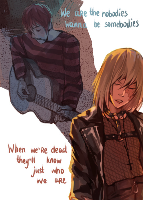 The song /// Manson The Nobodies AcousticA headcanon: Matt plays acoustic guitar, Mello gets irritat