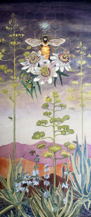 Salvia melifera, oil on wood, 20″x40″