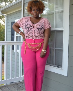 bigbeautifulblackgirls:  psilovemycurves.com Instagram: @chiachiabang Top- Ross Pants - Cato  Gold Chain belt - Readytostare.com 