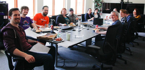 Some of our brave devs about to defend their honor this year for Pie Day XIV!
