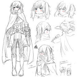 amipiai:  tentative design of baby Serra (ღ˘◡˘ღ)  her cape’s only use is really just to bury her face in it because everyone in her family is embarrassing   