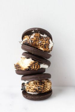 Saltedtartine:toasted Marshmallow Thin Mint Sandwiches.