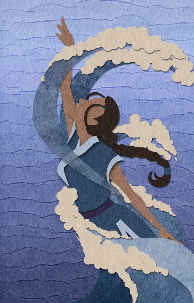neffinesse:  Trying the faux-papercut thing, and Katara is the perfect subject forever.