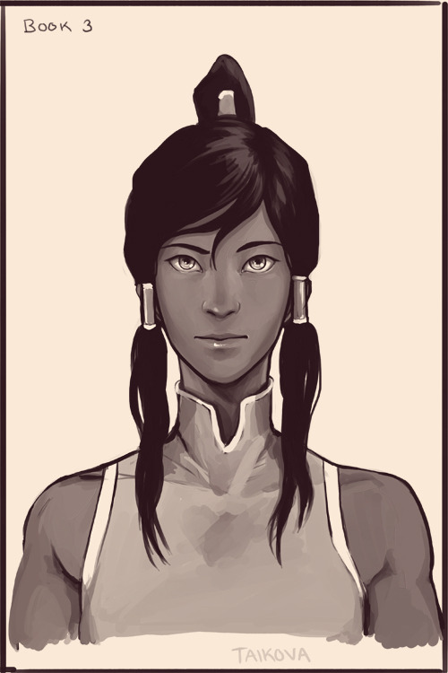 taikova:  study of korra! i drew the younger one first, then copied it mid-sketch and thought of book 3 while working on the copy.. korra’s physical and emotional demeanor changes so much along the way and i love comparing first book to the third one.