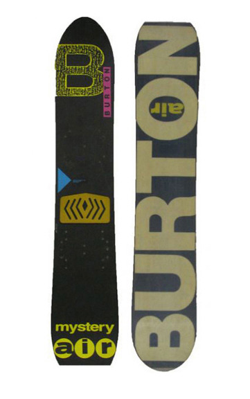 Craig Kelly, Mystery Air, 1990. Jeff Brushie Pro-Model with fish graphic, 1993. For Burton, USA. Sim