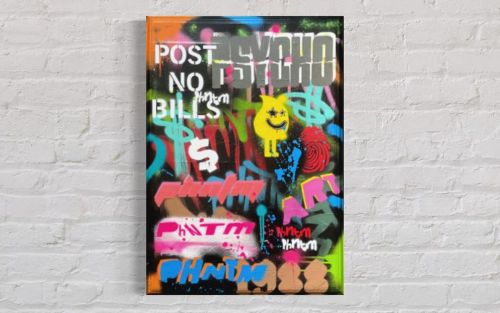 “POST NO BILLS.” 20x 30 x 1in depthAcrylic,spray paint, collage DM for pricing!Taking orders for