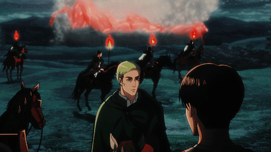 snk #45: “Outside the Walls of Orvud District”  “Return to Wall Sina.”
“Youre going to let that big ass crawl right up to the wall?” #levi#levi ackerman#captain levi#erwin smith #shingeki no kyojin  #attack on titan #snk#aot#snkedit#aotedit#animedit#snkgif#aotgif#snk anime#aot anime#snk s3#aot s3#dailyleviloveposts♡