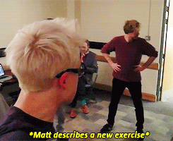 lauuwmcfly:  {Tom is doing Vlogmas} Day 8 ~ McBusted exercises. 