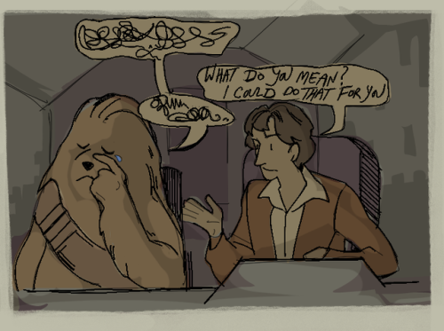 dziwaczka:han solo? best damn braider in the galaxy. he once braided an entire wookie in twelve [imp