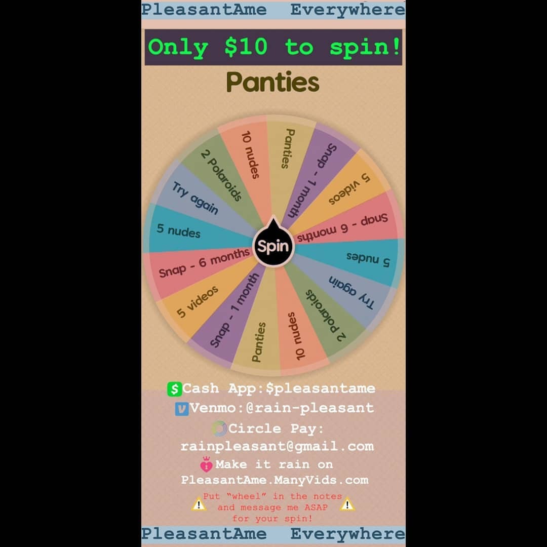 sortofunpleasant:  Spin the wheel! Message me once you’ve sent the payment. So