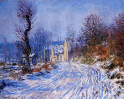 lonequixote:  Road to Giverny in Winter ~ Claude