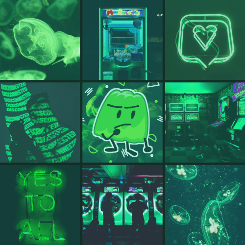 gelatin (bfdi) glowcore moodboard for no one!