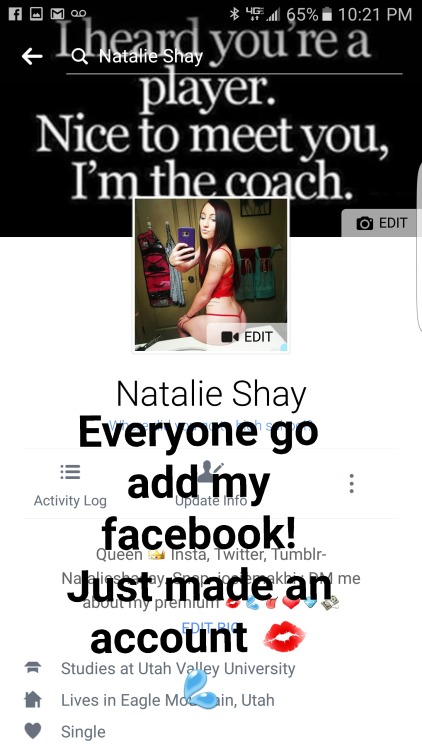 natalieshaaay: Everyone go add my facebook! Just made a new account (: #Reblog for a titty & boo