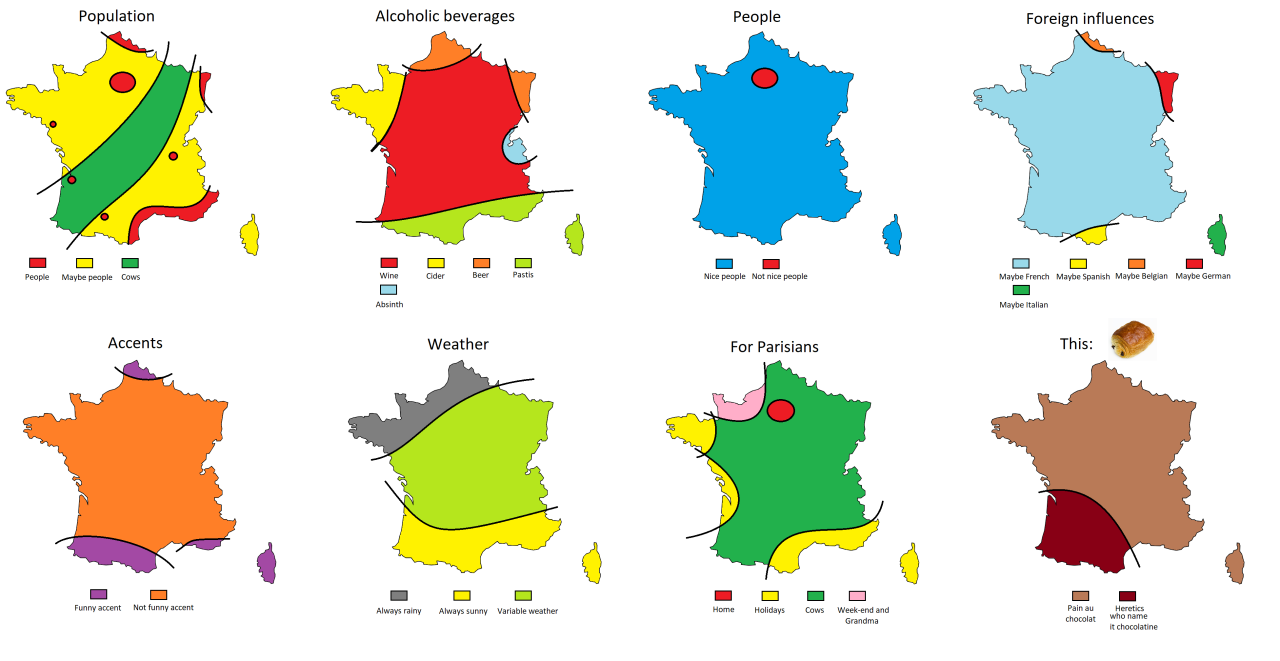 Eight ways to divide France.
More stereotype maps >>