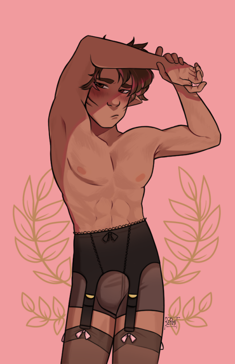 My oc Yugo in lingerie 