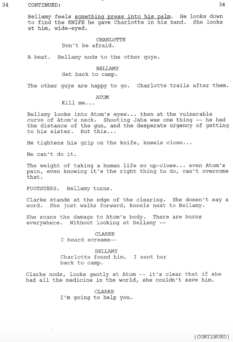 Time for the second scene in this weeks Script to Screen from 103 “Earth Kills”