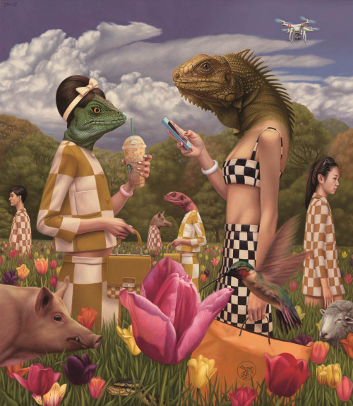 aiastelamonian:  Sunday in the Park with Reptilians by Alex Gross