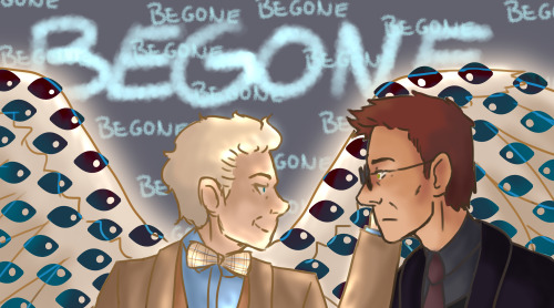 My second piece of art for the @goodomensbigbang​.It’s for the fic Pulling Heaven Down by @mud