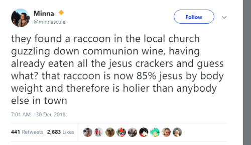 asushunamir2051 - We were 15% of a raccoon off of Jesus 2 - ...