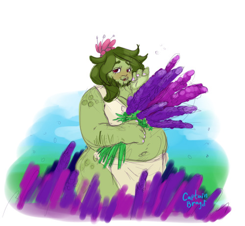 Art trade with princeslimey. A precious flower prince picking flowers.=Twitter==Tumblr==Furaffinity=