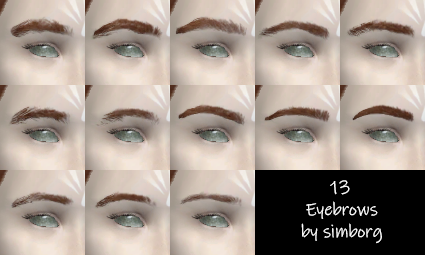 13 new eyebrows made by me a while ago. Download “13 eyebrows by simborg”Available 