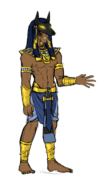 ladyegcake:au where everything’s the same except rhyme!ren’s design is based on Anubis i saw this post about egyptian rhyme!ren long time ago, but i remembered how bad i wanted to make it real, so here we go gotta work on this more, because i want