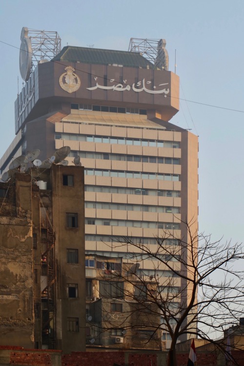 The fabulously pharaonic Bank Misr Tower, one of only a few tall commercial office buildings in cent