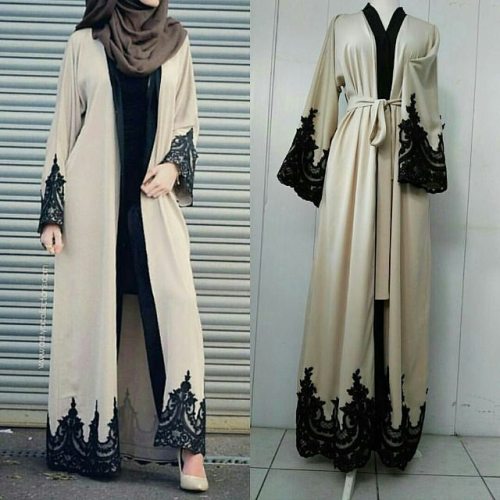 Pretty beige not lace Abaya #HijabiStyle from @clk_butikesarp - Dantelin asaleti #hijabqueen #abayas