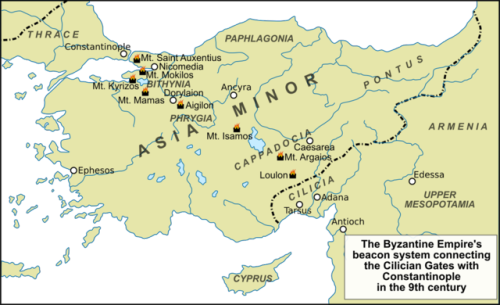 mapsontheweb:The Byzantine Empire used a system of beacons to transmit messages across Asia Minor to