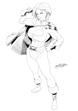 fishsauce69:Power Girl Line art by D-Toshi