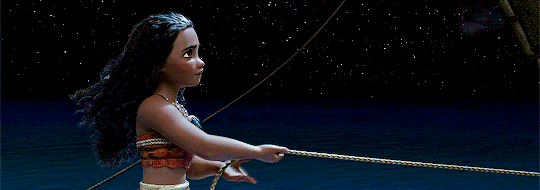 sansqstark: I am Moana of Motunui. Aboard my boat, I will sail across the sea, and