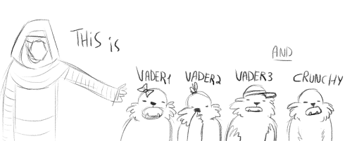 kelgrid:  You wanted some backstory for the knights of Ren? Here you are, they are all wookiees (+ idk he finds 2 other dudes and there they are, the 6 knights of Ren) => continuation of this 