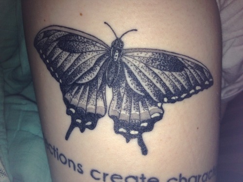 fuckyeahtattoos:  This is the healed product of my butterfly replica. It is an exact copy of a swallow tail my mom had found. It was done by Herbie Walton at M&M Tattoo in Downingtown PA, USA. 